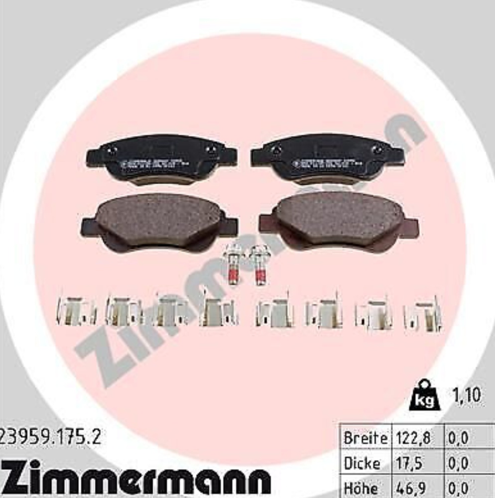 Brake pads 23959.175.2 ZIMMERMANN for CITROËN PEUGEOT TOYOTA