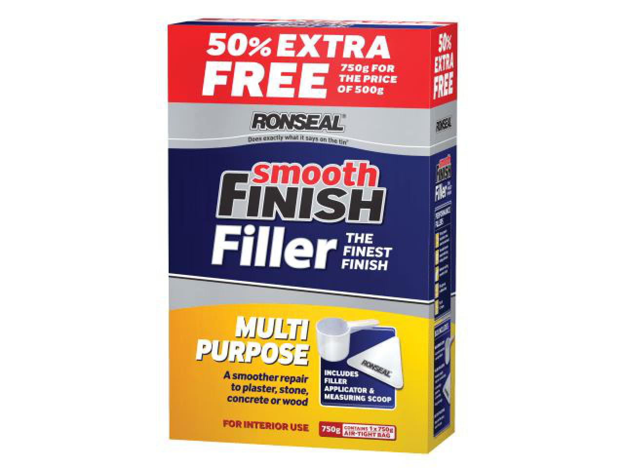 Ronseal Smooth Finish Multi Purpose Wall Powder Filler 500G + 50% RSLMPLF500VP