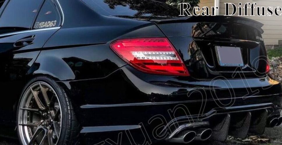 FOR MERCEDES C CLASS W204 C63 AMG STYLE REAR BUMPER DIFFUSER CARBON LOOK 2012+