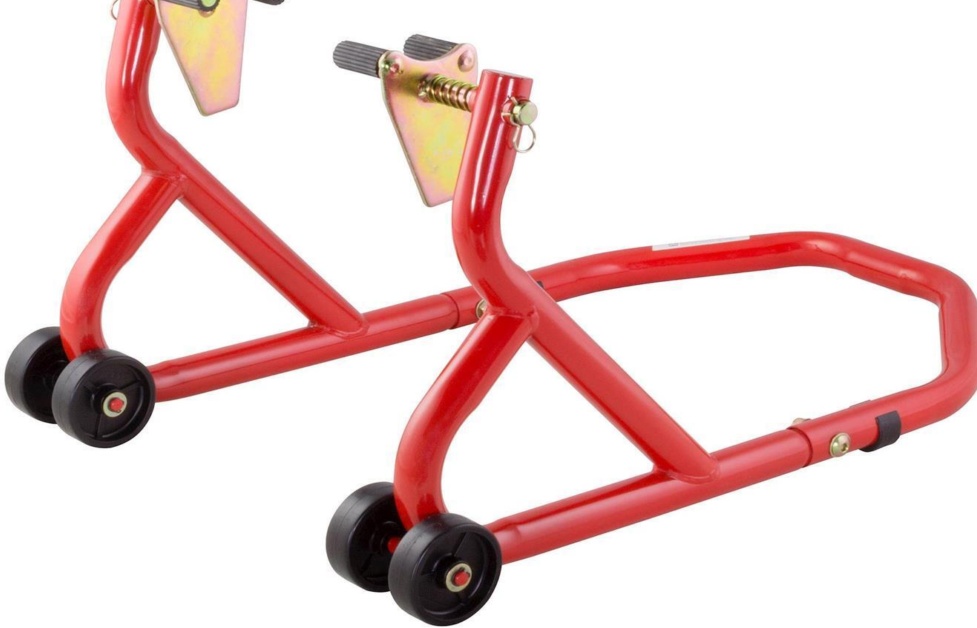 NEW UNIVERSAL MOTORCYCLE SPORTBIKE TRACK DAY GARAGE PIT FRONT PADDOCK STAND RED