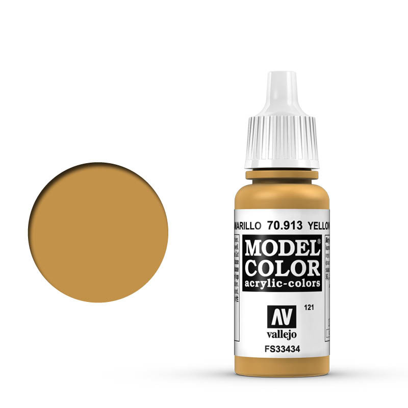 Vallejo Model Color Yellow Ochre Acrylic 17ml/0.57 fl oz Dropper Bottle - 70.913 - Image 6