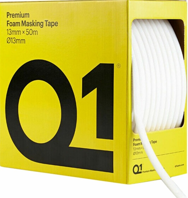 Q1 PREMIUM Foam Masking Tape 13mm x 13mm x 50m Roll Soft Edge Painting Repair