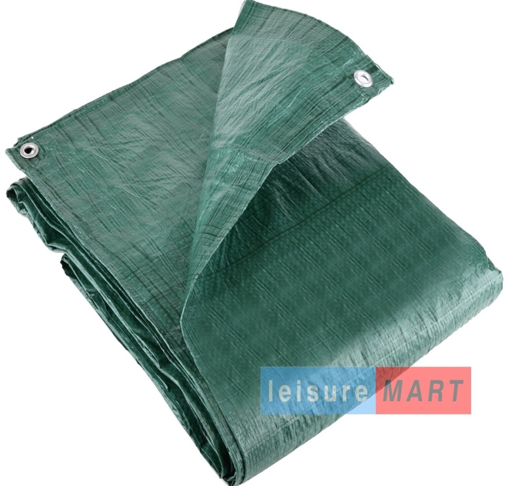Tarpaulin Green Waterproof 3.5m x 5.4m 80gsm (12'x18' Approx) Eyelets Many Uses