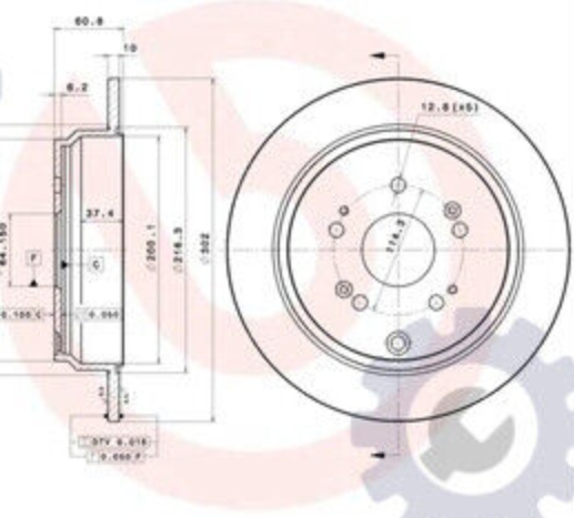 Rear Set 2x Brake Discs BREMBO 08.A871.11 for Honda/ACURA CR-V/RDX (12-21)