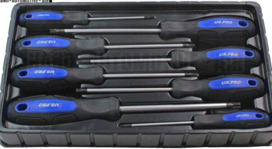 US PRO 8PC TORX TX STAR TAMPER PROOF SCREWDRIVER SET T8-T40 MAGNETIC HEAD CR-V