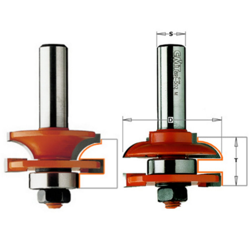 CMT Rail & stile router bit set - 44.4 dia x 1/2 shank, profile no. C