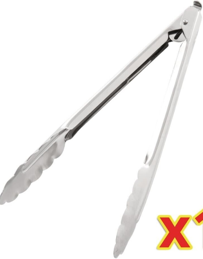 Vogue Silver Bulk Buy Catering Tongs 10" (10 Pack)