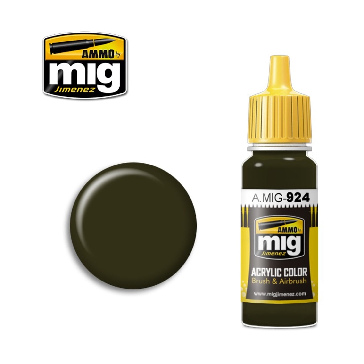 Ammo MIG 924 - Acrylic Paint (17ml) - Olive Drab Shadow
