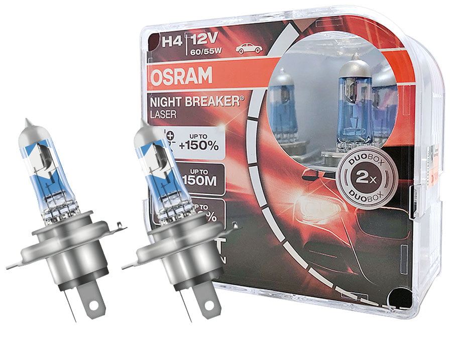 OSRAM Night Breaker Laser (Next Generation) +150% H4 Car Headlight Bulbs (Twin)