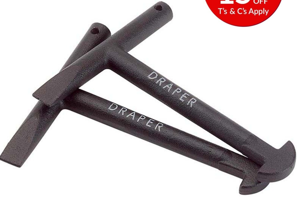 Draper 89721 Pair of Manhole Lifting Keys Drain Cover Lifter Tool 5"" 130mm Iron