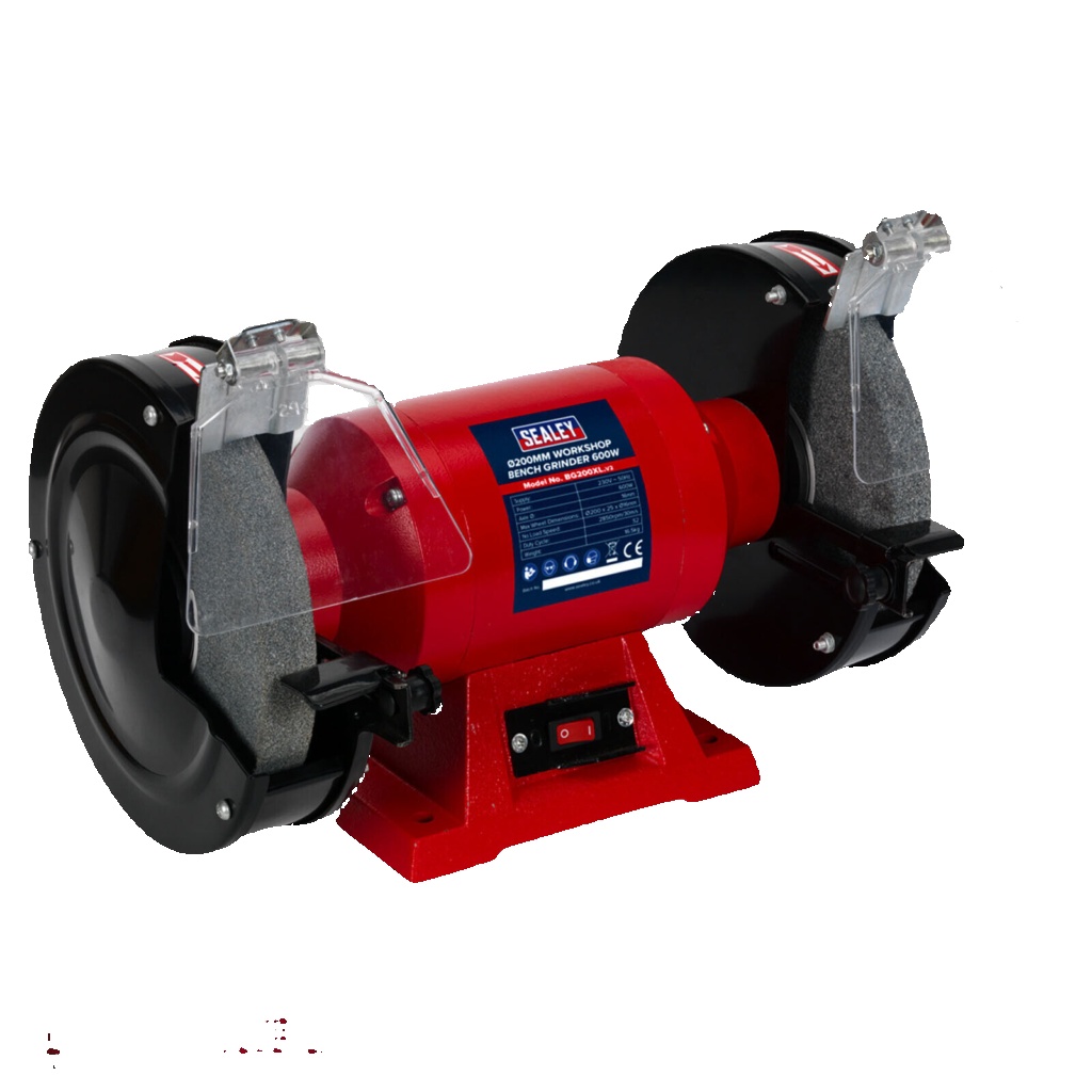 Sealey BG200XL Bench Grinder 200mm Workshop Sharpening Grinding Coarse Fine 600W