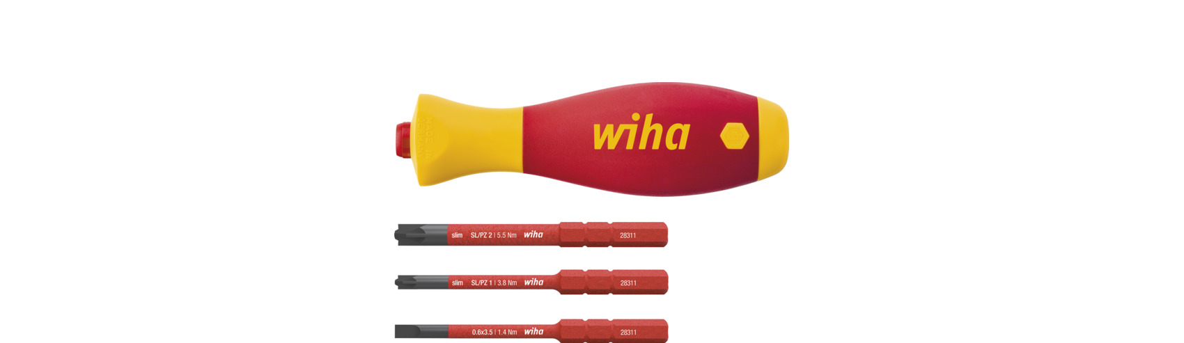 Wiha 43449 SlimBits Screwdriver Slotted PZ Bit Holder Slimvario VDE Electrician