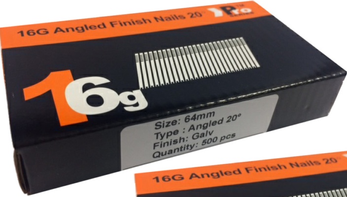 2 x 500 nail packs- size 63mm 16g ANGLED 20� - for Dewalt ,Paslode ,Hitachi