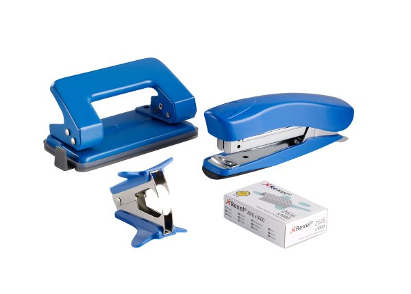 Rexel Mini Stapler Punch and Staple Extractor Set Assorted Colours 2100069