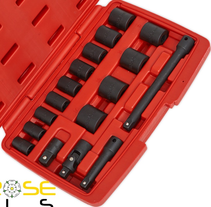 Sealey AK68217 Impact Socket Set 17pc 3/8"" Sq Drive Metric Car Van Garage