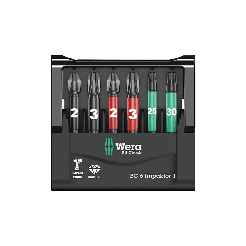 Wera Impaktor Screwdriver Bits 6 Piece 50mm Long Set Pz Ph Tx Mini Holder 073890