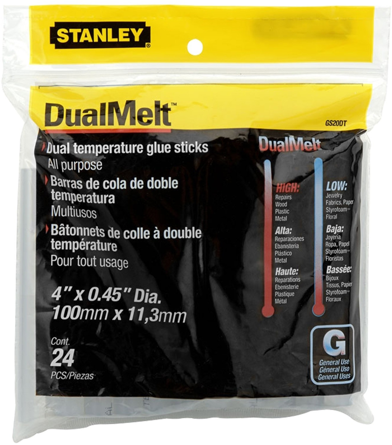 Stanley Dual Melt Glue Stick 4 Inch Pack of 24 0-GS20DT SB05141 - Image 4
