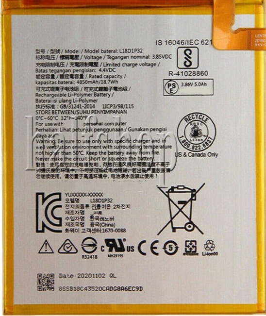 New Battery For Lenovo Tab-M10 TB-X605F ZA48 TAB X505 L18D1P32 Tablet