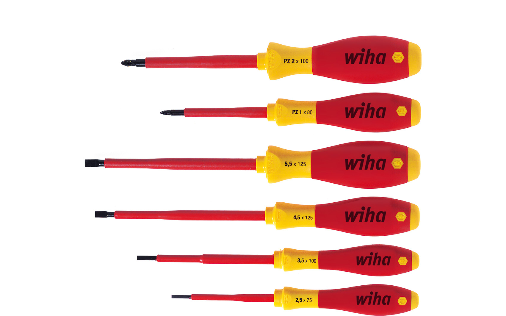 Wiha 25477 Slotted Pozidrive Screwdriver Set 6pcs VDE Electrician SoftFinish
