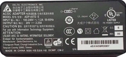 Compatible 45W Delta Ac Adapter For Lenovo ThinkPad 0B47036 Laptop