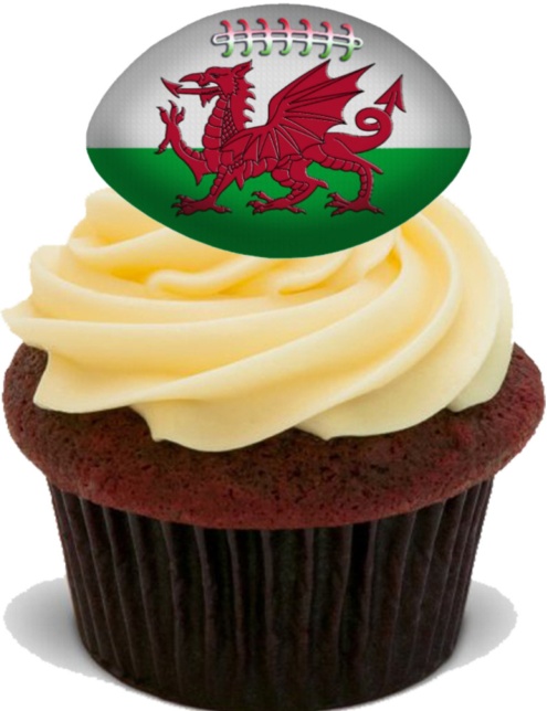 15x WALES RUGBY BALLS Premium Edible Stand Up Rice Wafer Cake Toppers D1 WELSH