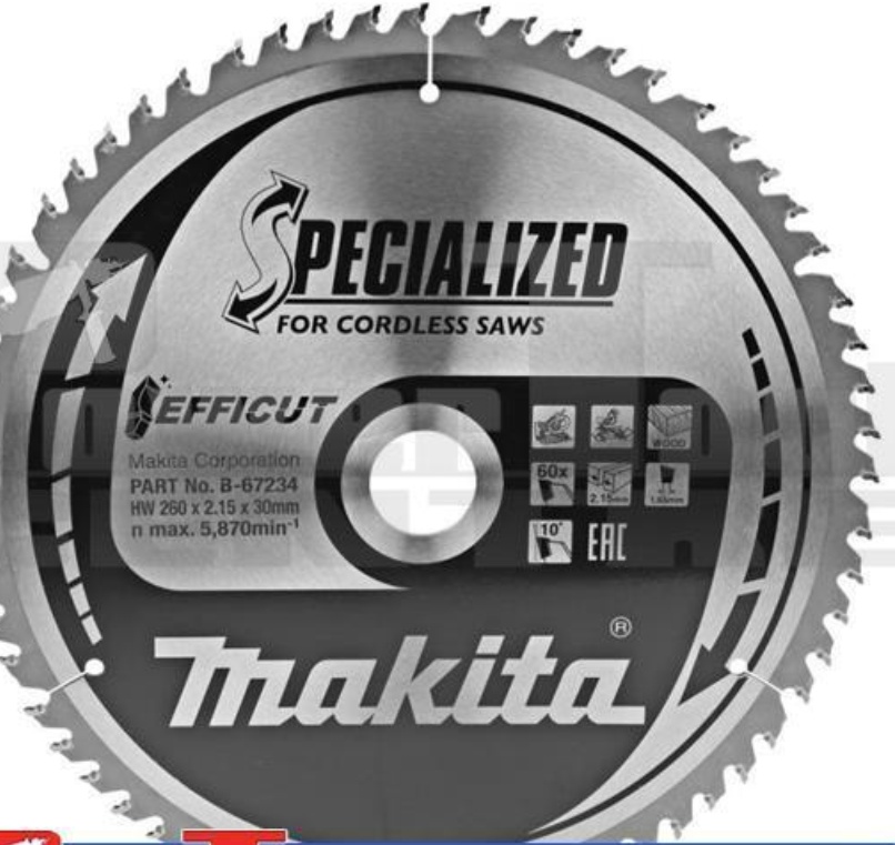 Makita B-67284 Efficut TCT Wood Cutting  Circular Saw Blade 260mm x 30mm x 60T