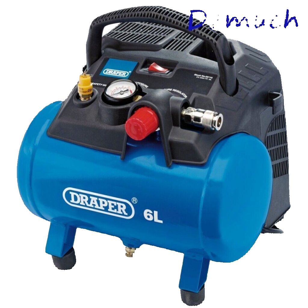 DRAPER 6 Litre Oil Free Small Compact Portable Air Line Compressor 1.5HP 02115