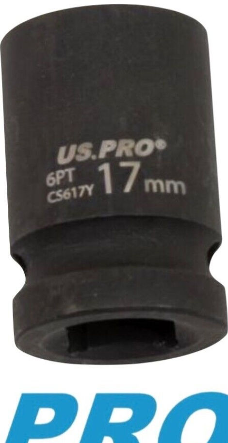 US PRO 17MM IMPACT HEX SOCKET 1/2"" DRIVE 6 POINT 6PT SINGLE CR-V METRIC WRENCH
