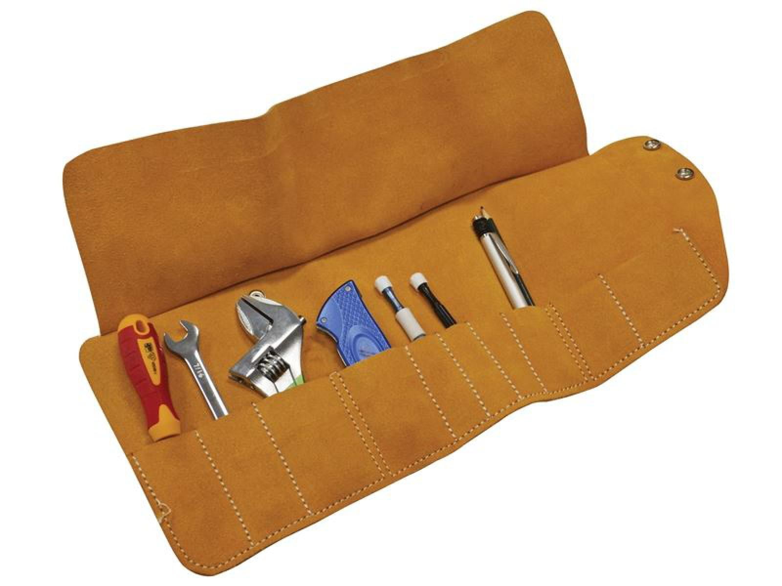10 POCKET LEATHER TOOL ROLL HOLDER WALLET TIDY 27cm x 48cm, FAITHFULL FAILTR10