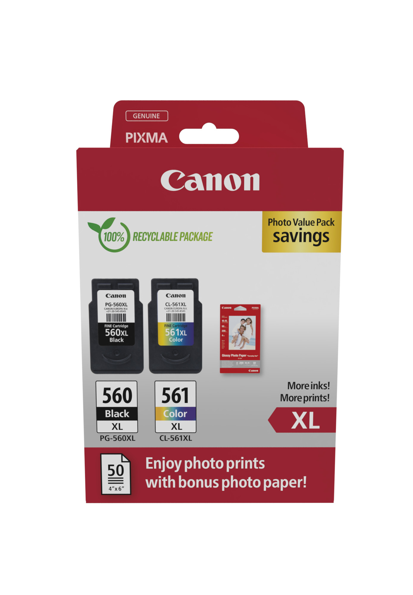 B&Q - Ink & Paper MultipackPg-560Xl/cl-561Xl Genuine Printer Ink Cartridges 2 Pack (1 X Black Xl1 X Colour Xl) & 4X6 Photo - Image 42