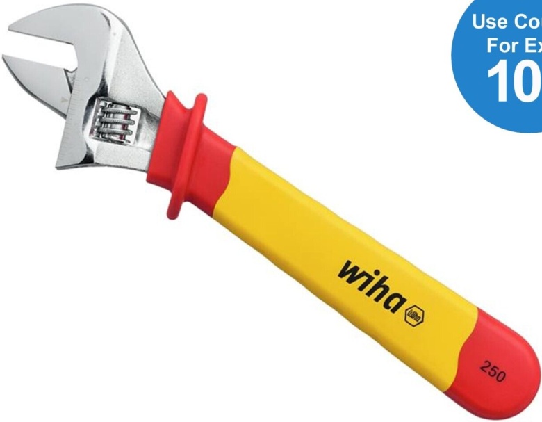 Wiha 43061 Adjustable Wrench Spanner 0-30mm 250mm 1000v VDE Electrician Hex Jaw