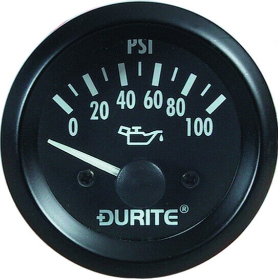 Durite 12 Volt Illuminated Oil Pressure Gauge