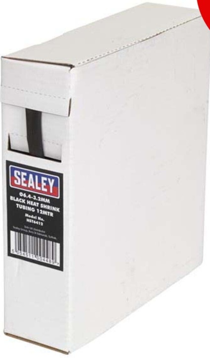 Sealey Heat Shrink Tubing Sleeve Black 6.4-3.2mm Length 12m RoHS HST6412 - Image 6