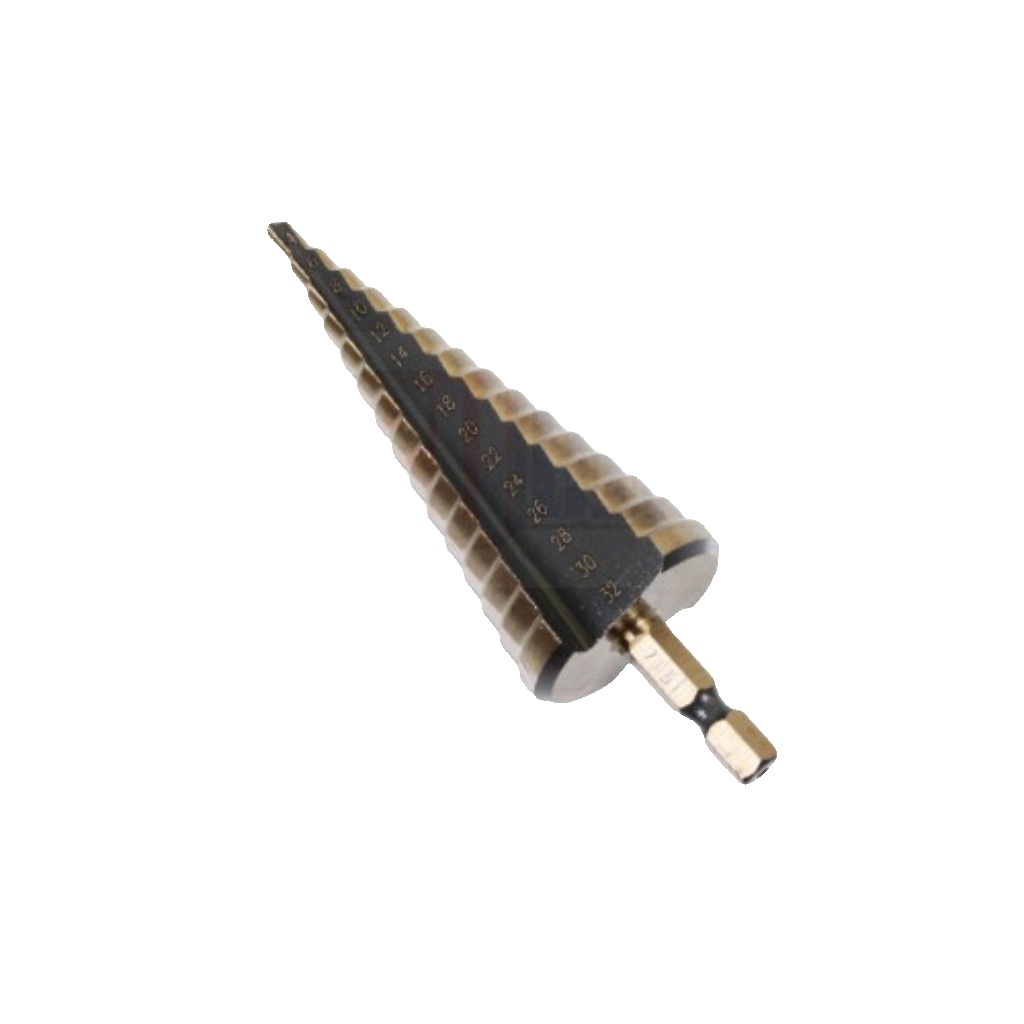 US PRO Tools 4 - 32mm HSS-G+ Step Drill Step Cone 1/4"" Hex Shank 7131