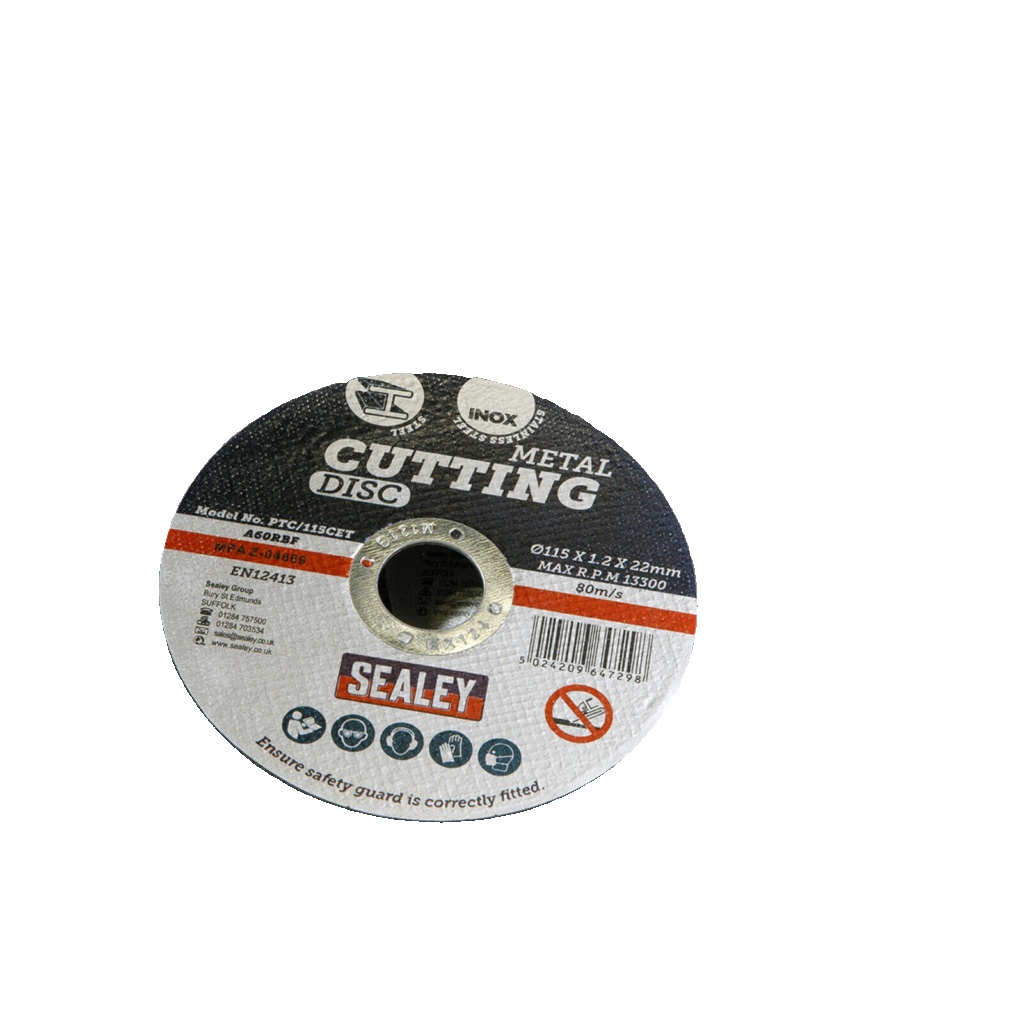 Sealey PTC-115CET100 115 x 1.2mm Cutting Disc 22mm Bore - Pack of 100