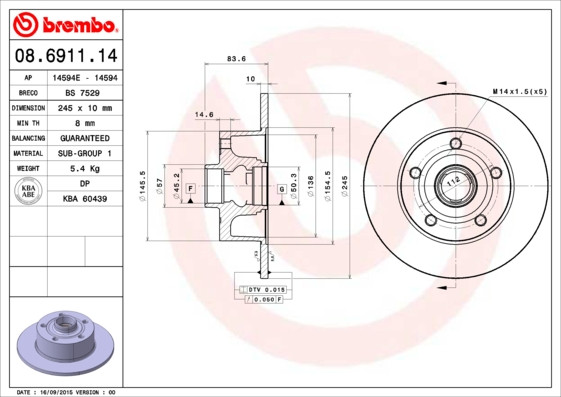 2x BRAKE DISC 08.6911.14 FOR AUDI AMM/APZ/AJG 2.4L 6cyl A4 - Image 13