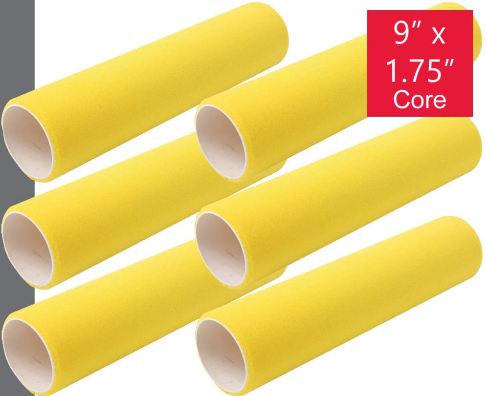 6 PACK PRODEC Foam Paint Roller Sleeves 9"" | Gloss Satin Varnish Refills