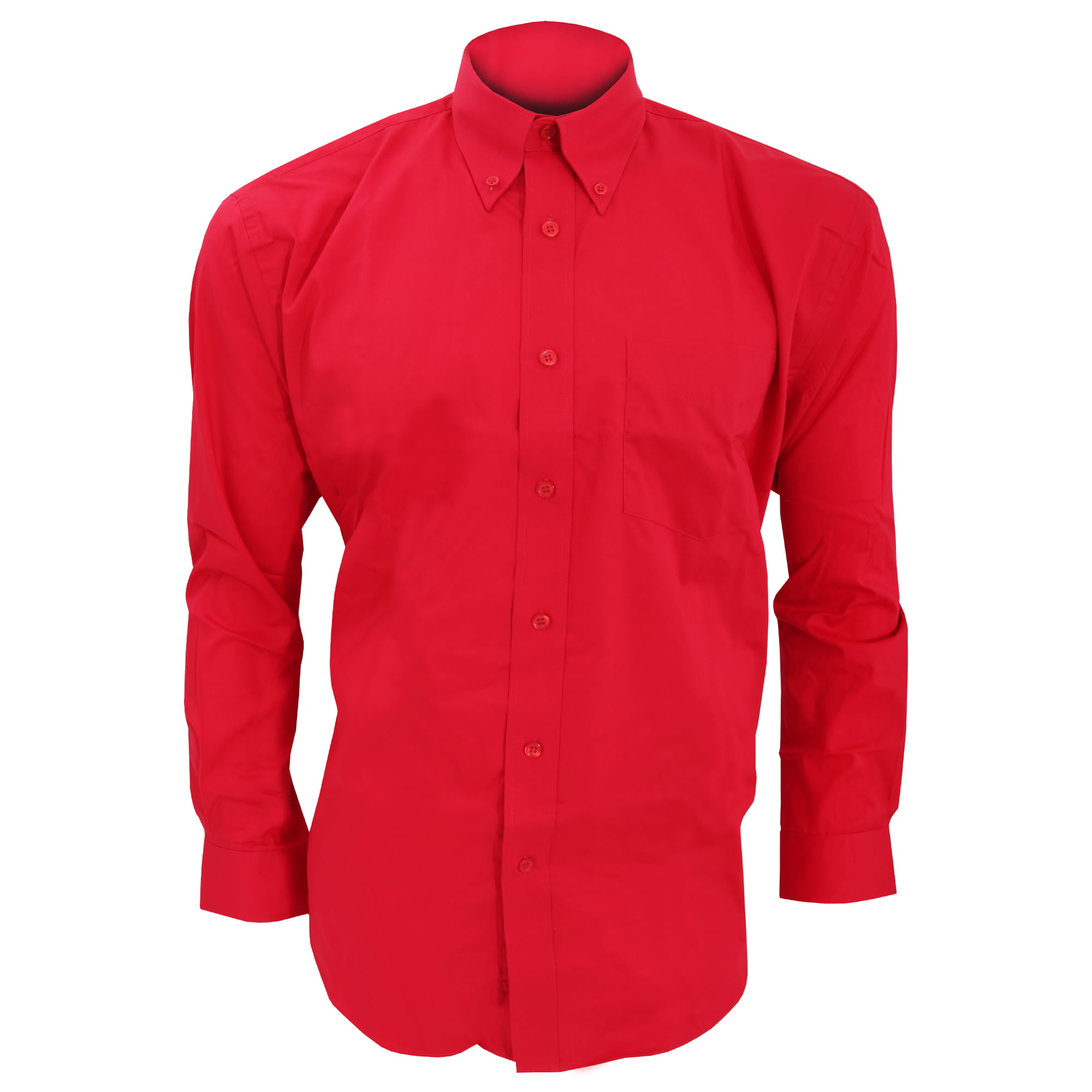 Kustom Kit Long Sleeve Corporate Oxford Shirt - Red - 17.5 in - Cotton/Polyester
