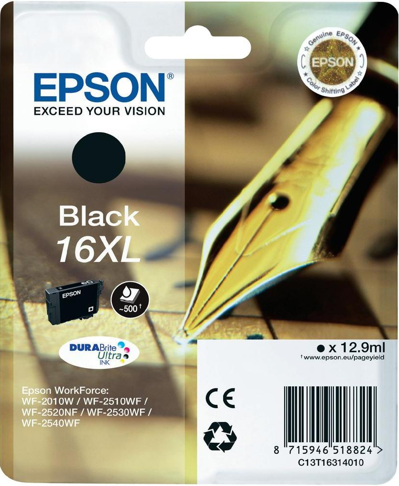 Genuine Original T1631 Series Pen & Crossword Black Ink Cartridge 12.9ml
