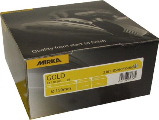 Mirka P400 Gold PSA Self Adhesive Sanding Discs 150mm / 6"" 100pk Sticky 6hole
