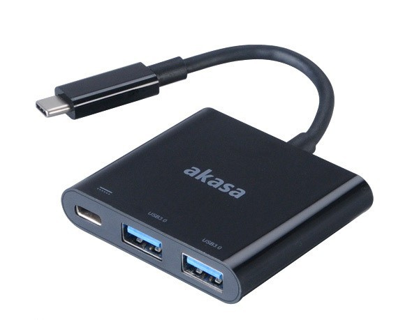 Akasa AK-CBCA08-15BK Type-C to Power Delivery Adaptor with USB 3.0 Hub