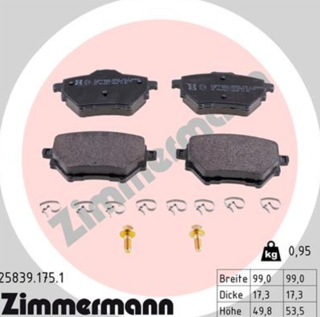 ZIMMERMANN 25839.175.1 Brake Pad Set, disc brake for BAIC-ORV,BYD,CITROËN,CITROË
