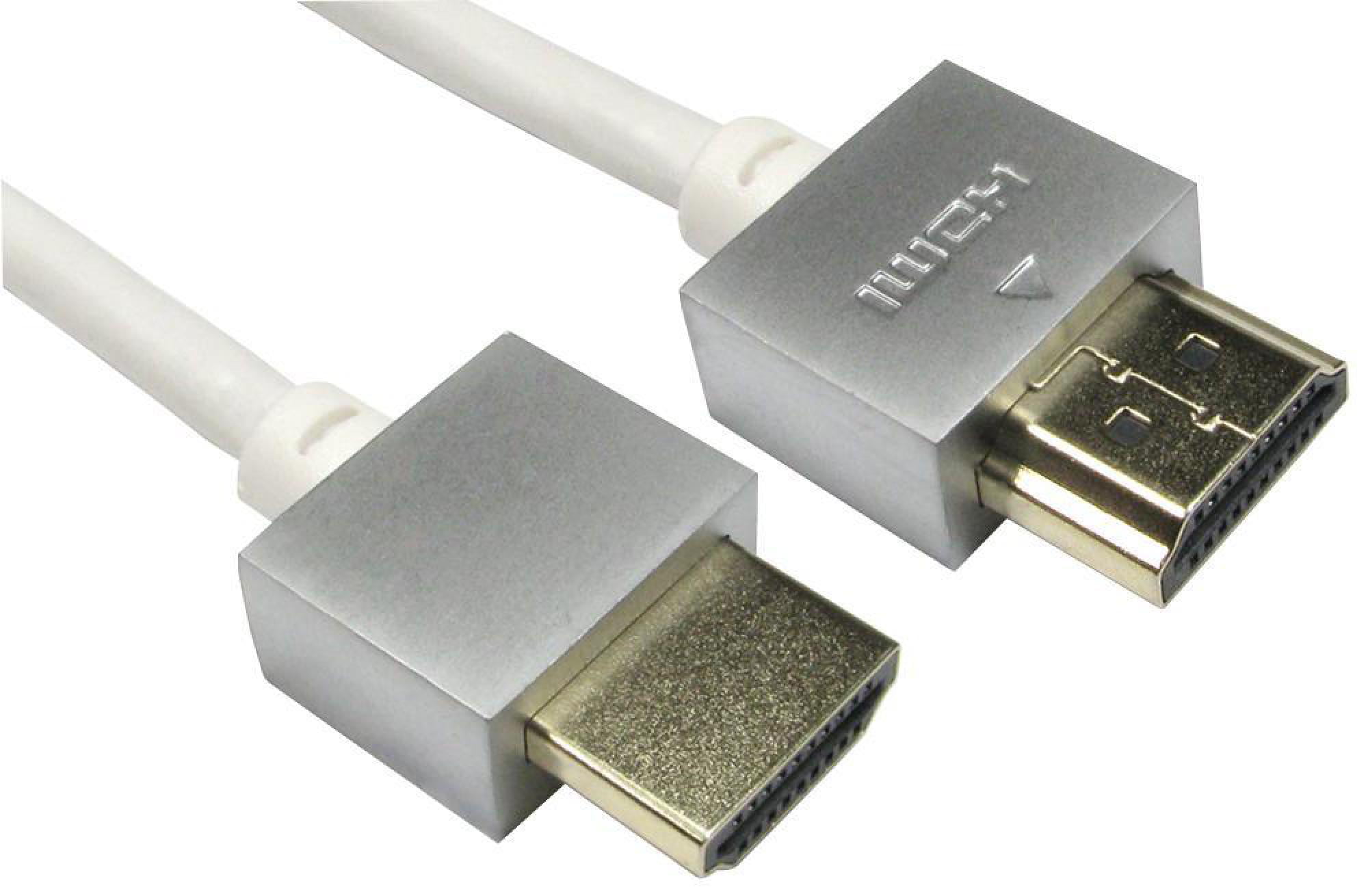 PRO SIGNAL High Speed HDMI Lead Male to Male Super Slim Gold Flashed 1m White