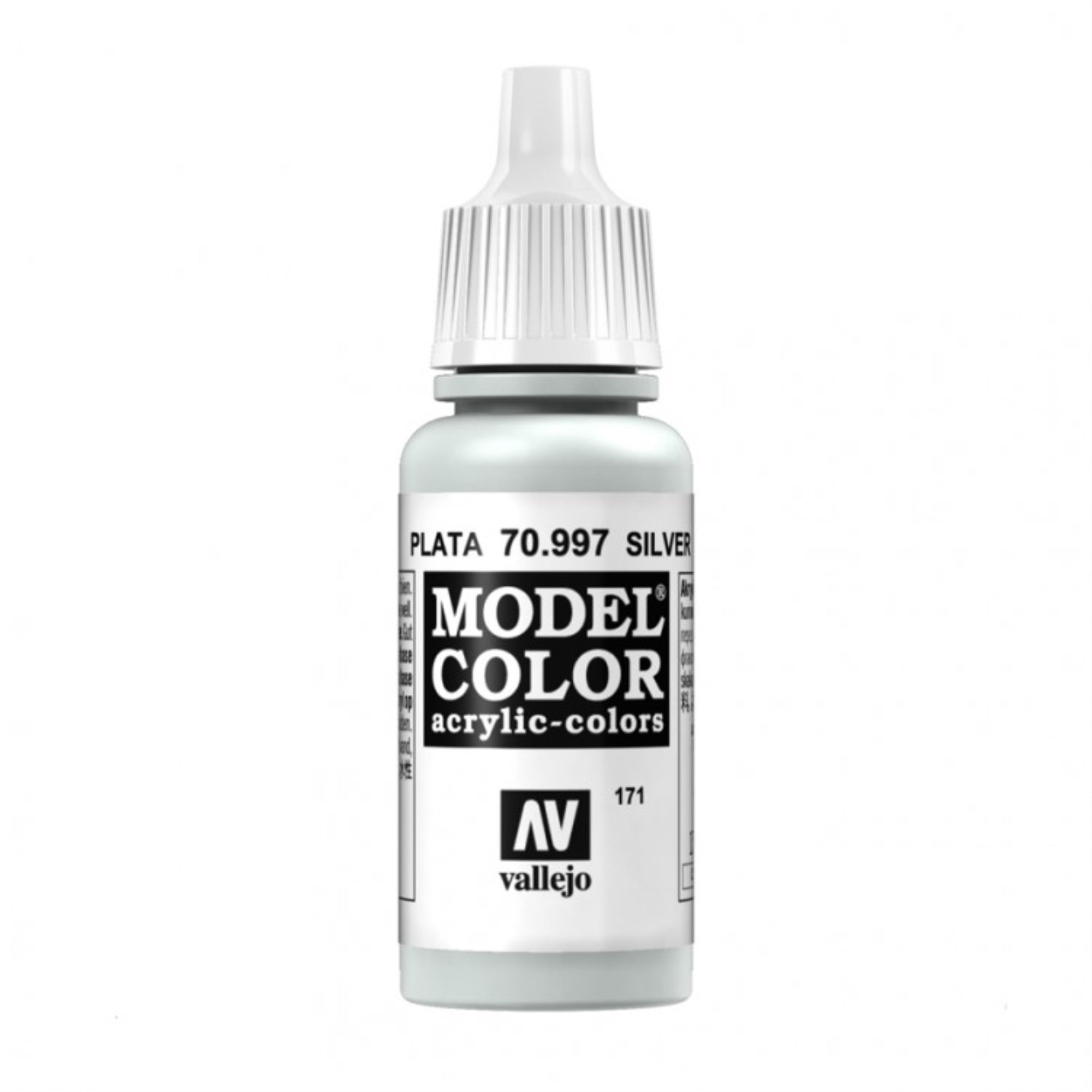 Vallejo Model Colour Silver Metallic Acrylic 17ml Dropper Bottle - 70.997 - Image 4