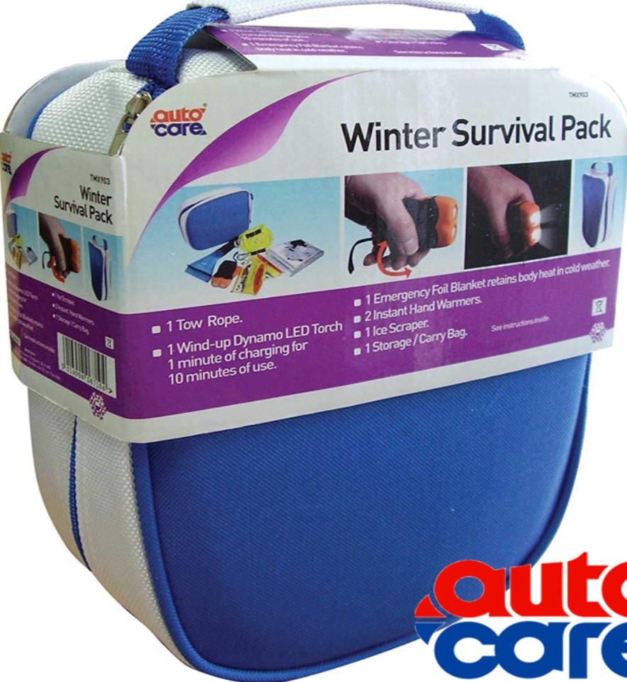 Autocare Winter Survival Pack  Torch, Tow Rope, Ice Scraper, Emergency Blanket