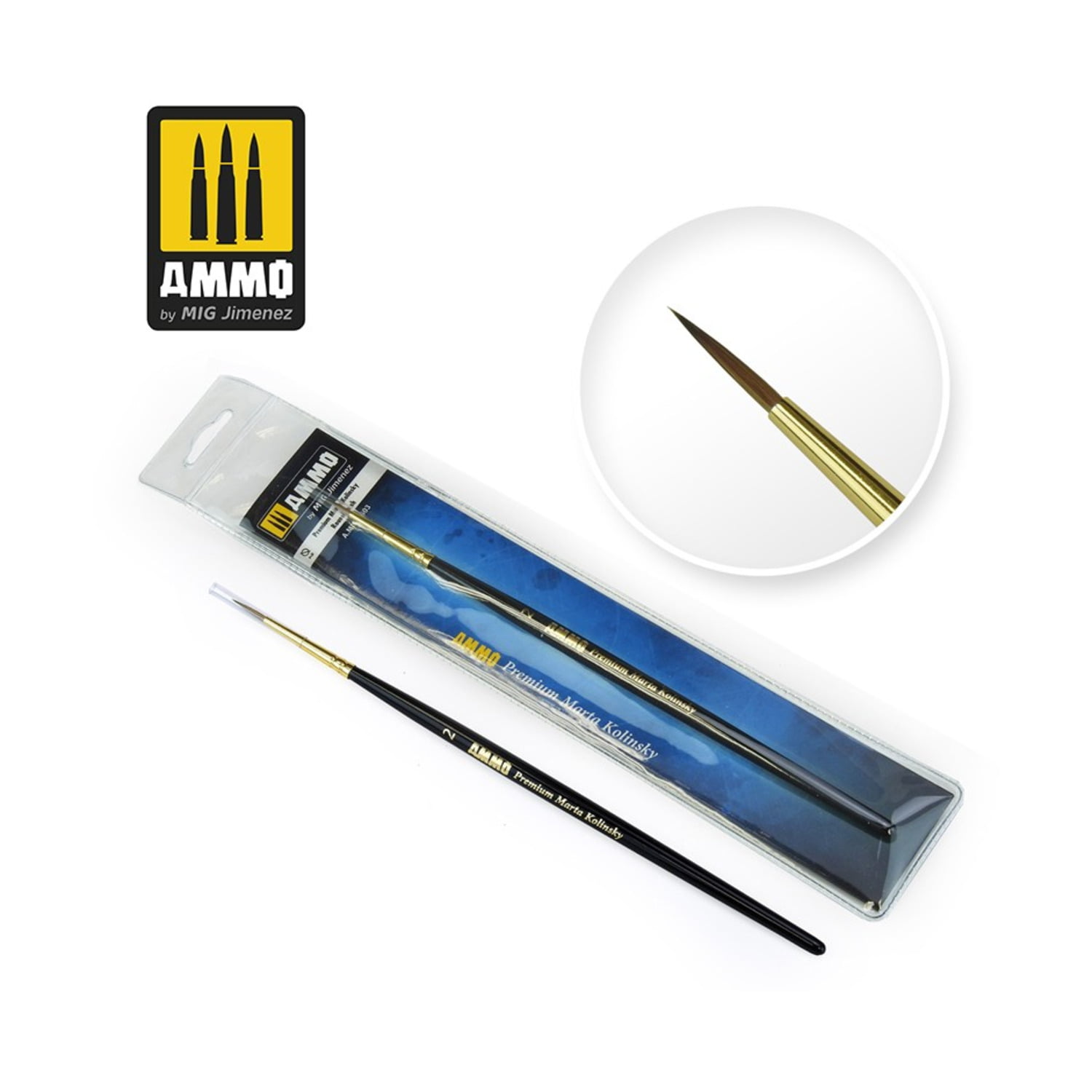 Ammo by MIG 2 Premium Kolinsky Round Brush For Model Kits MIG 8603