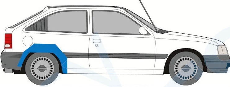 OPEL KADETT VAUXHALL ASTRA 1984-1993 3 DOOR REAR WHEEL ARCH REPAIR PANEL / RIGHT