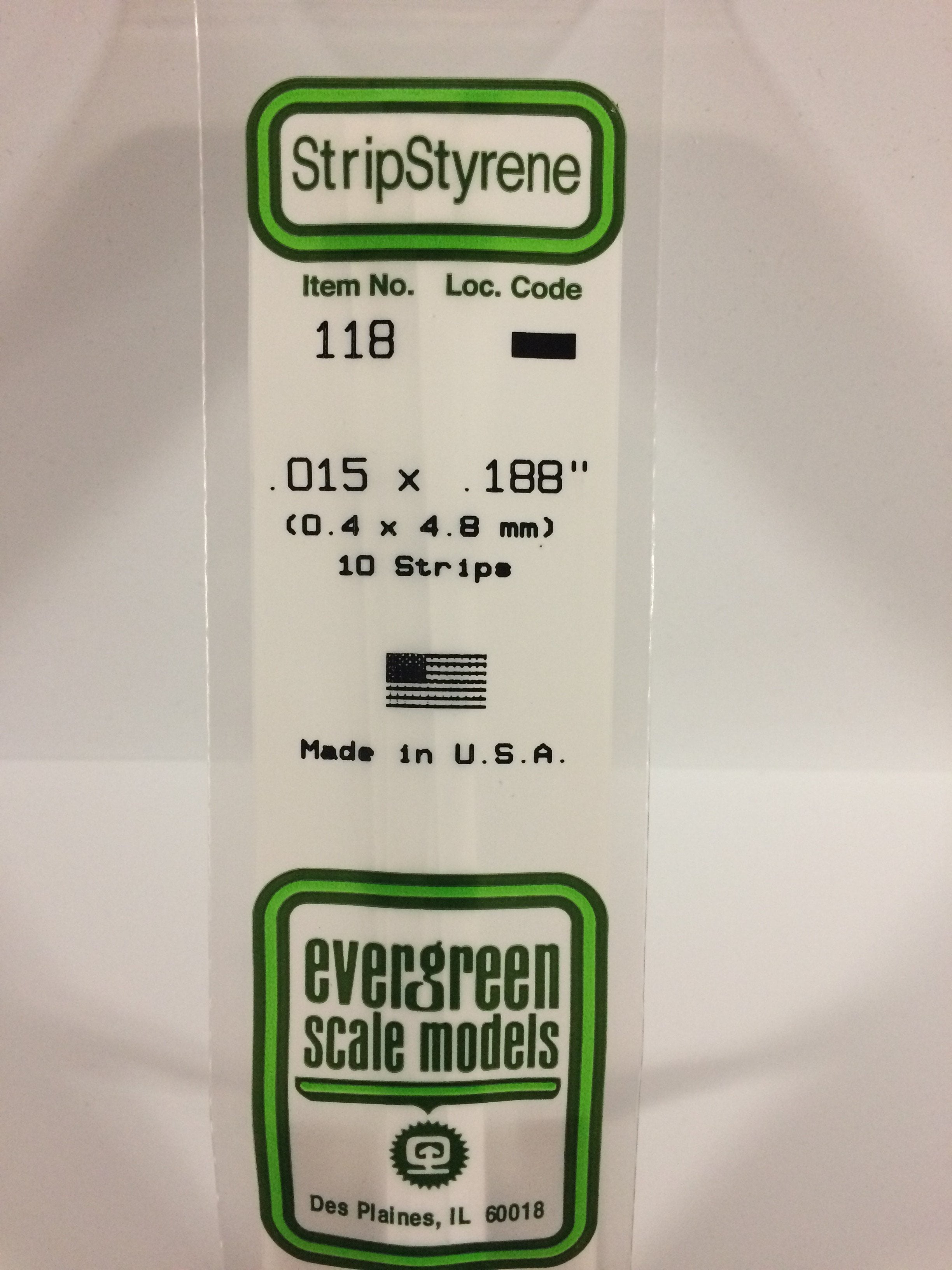 Top Evergreen Scale Models 350 x 0.38 x 4.8 mm, 10 Pieces Article Number 118