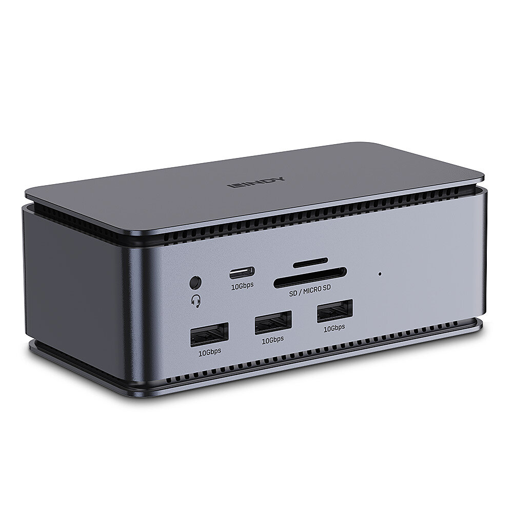 Lindy Grigio Dst-Pro (Usb-C, 14 Porte), Docking Station + Hub Usb, - Immagine 3