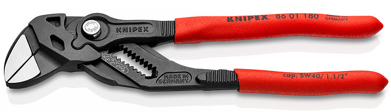 Knipex 86 01 180 Pliers Wrench Plastic Coated Grey Atramentized 180 mm